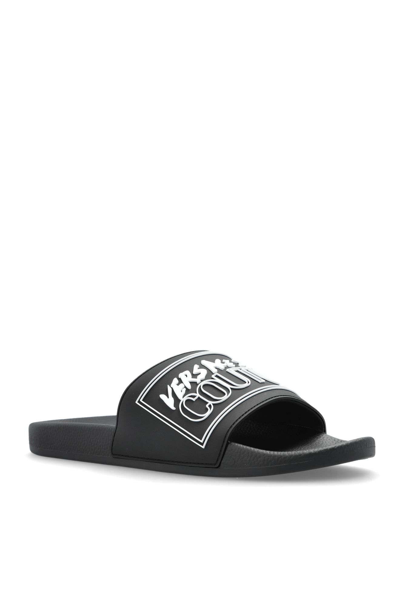 Czarny Klapki z logo Versace Jeans Couture - Vitkac Polska